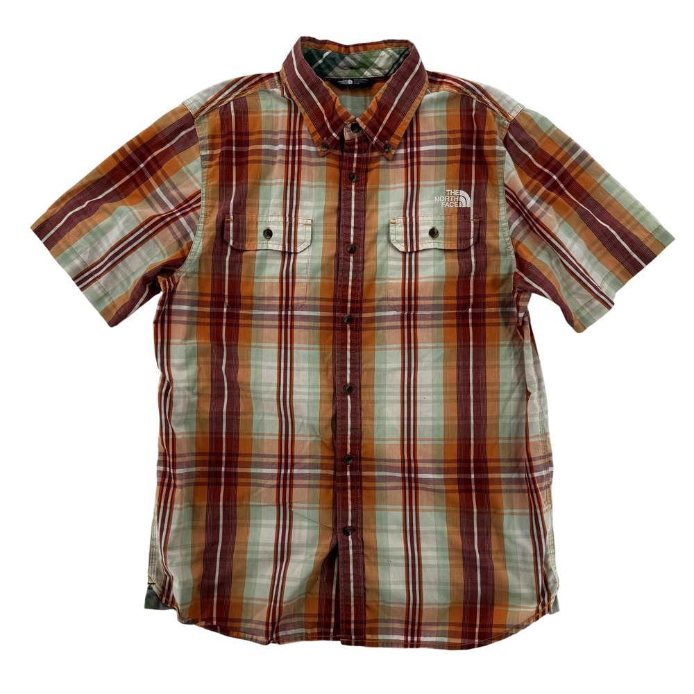 North Face Shirt Mens Medium Plaid Short Sleeve Outdoor Hiking Button Up‎
